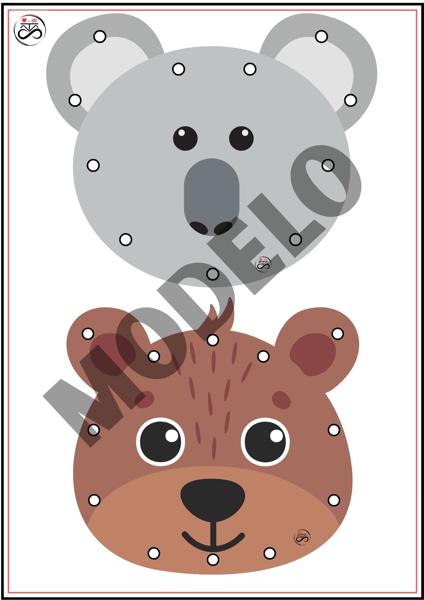 Alinhavo de animais / com 20 peças