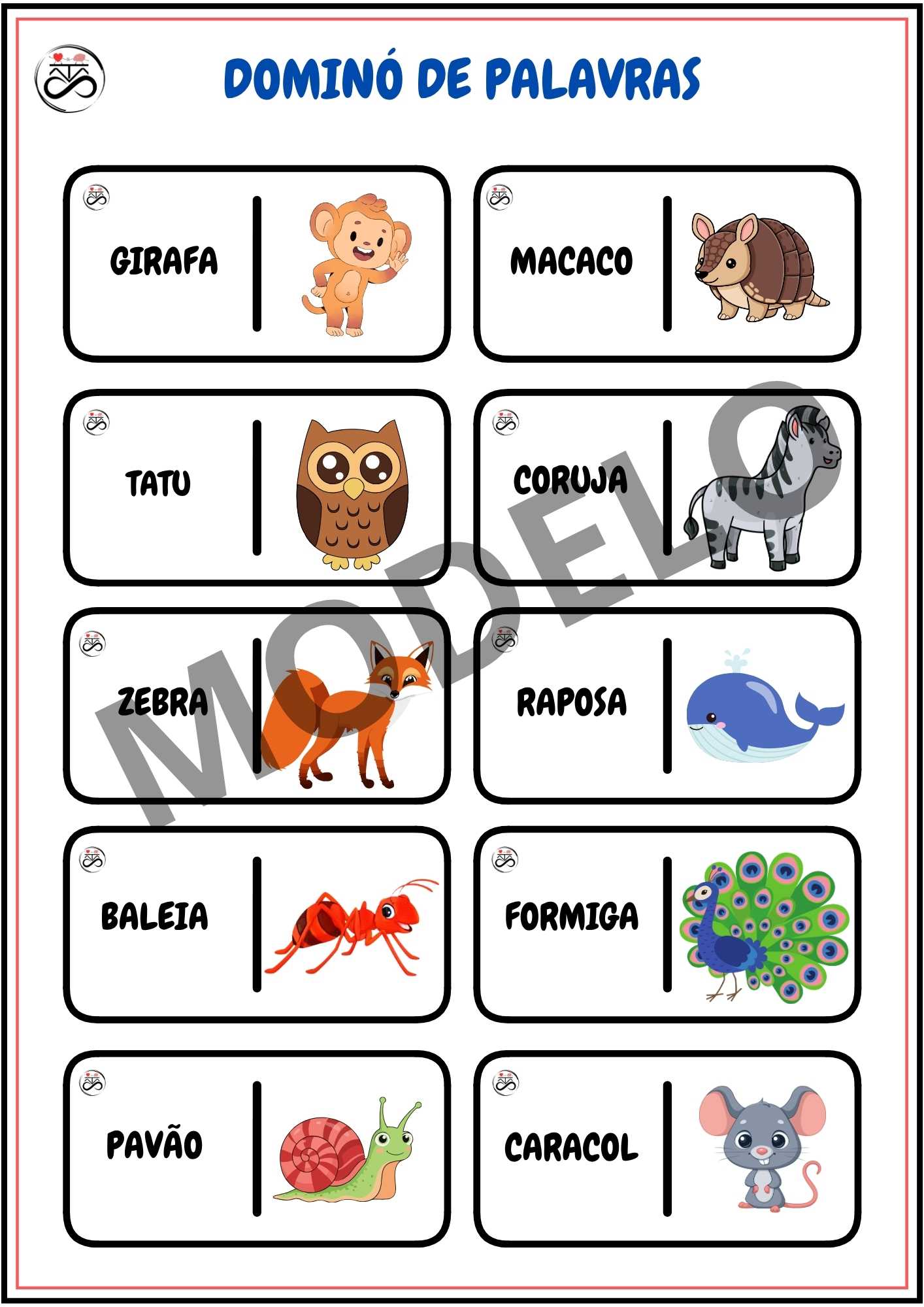 DOMINÓ DE PALAVRAS: ANIMAIS