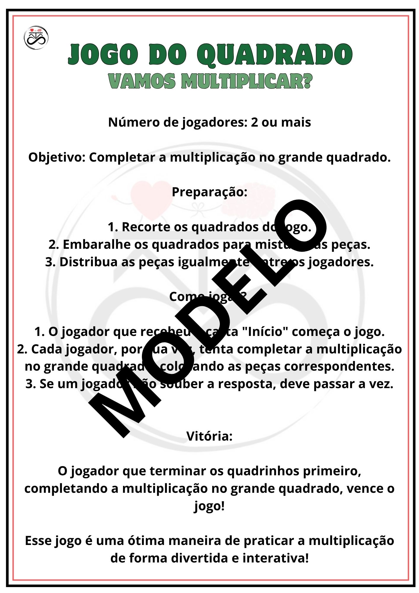 JOGO DO QUADRADO - MULTIPLICAÇÃO
