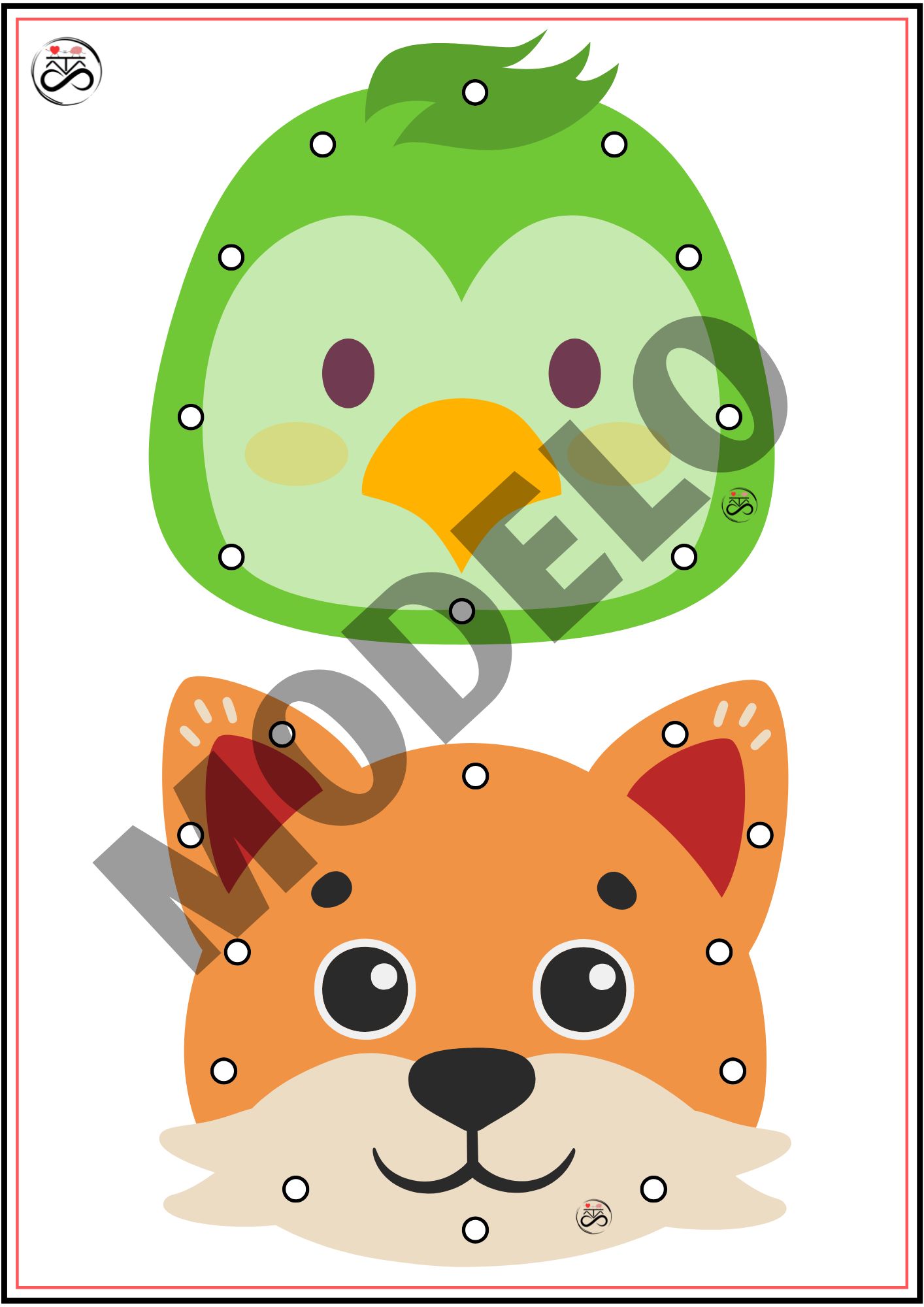 Alinhavo de animais / com 20 peças