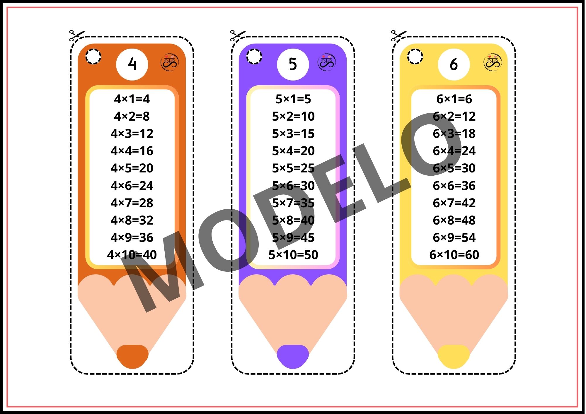 CHAVEIRO: TABUADA DE MULTIPLICAÇÃO 1 A 12