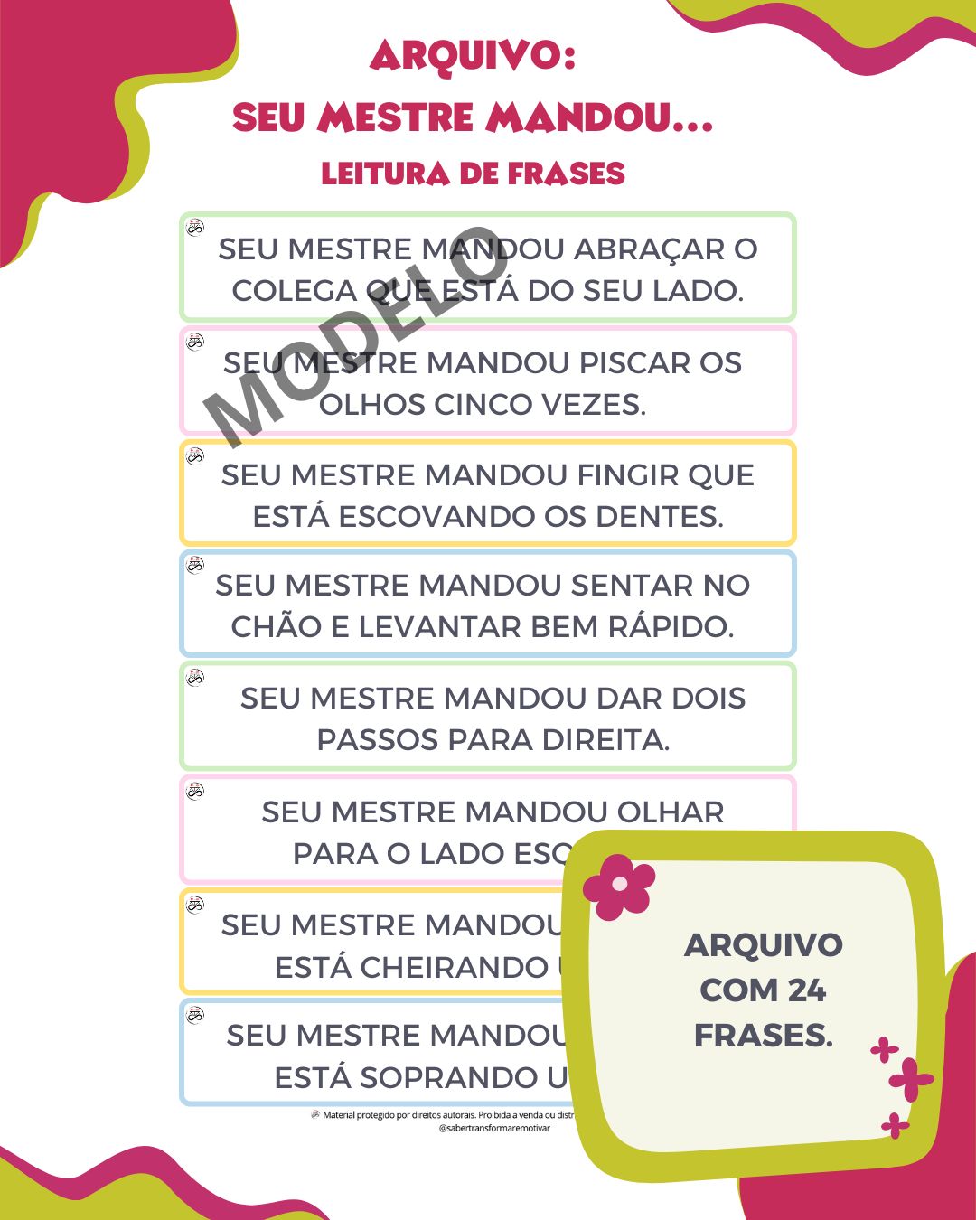 SEU MESTRE MANDOU... LEITURA DE FRASES