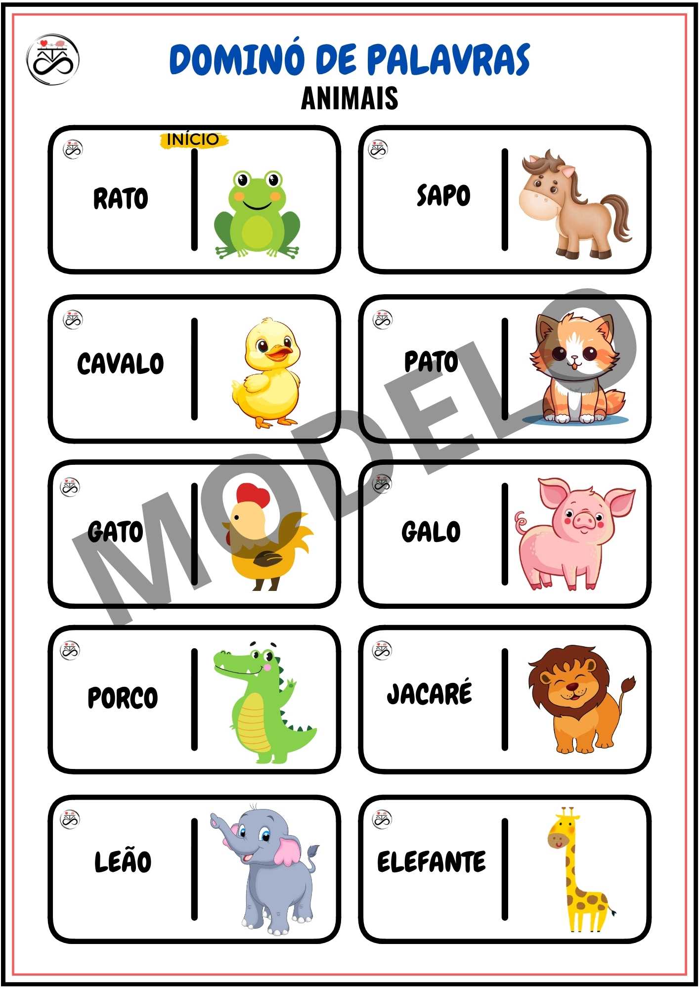 DOMINÓ DE PALAVRAS: ANIMAIS