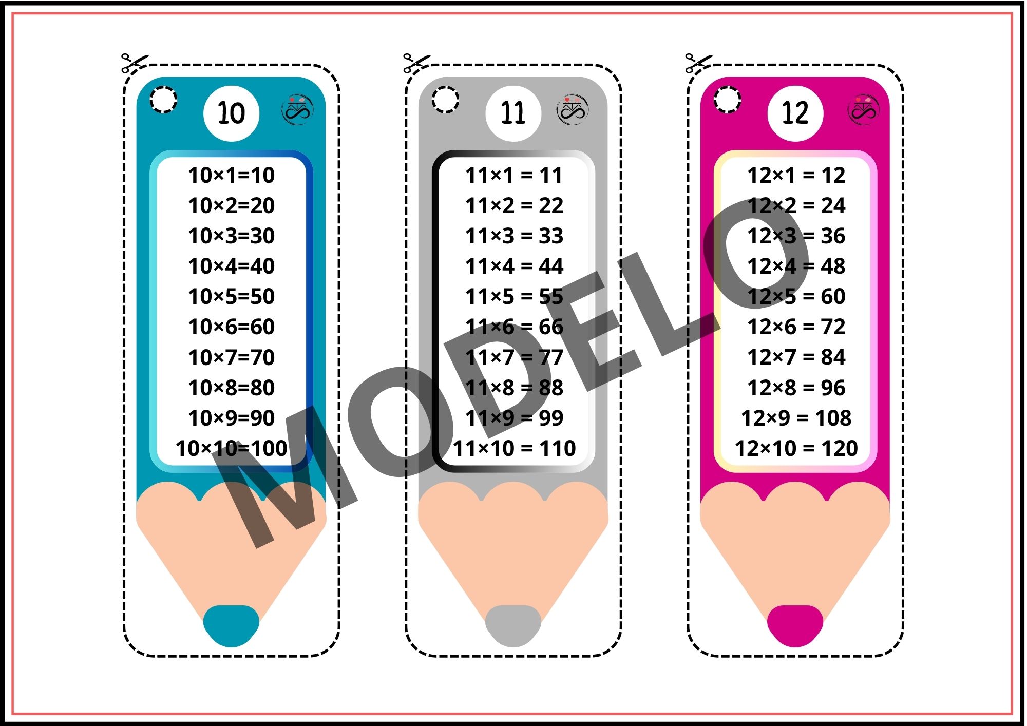CHAVEIRO: TABUADA DE MULTIPLICAÇÃO 1 A 12