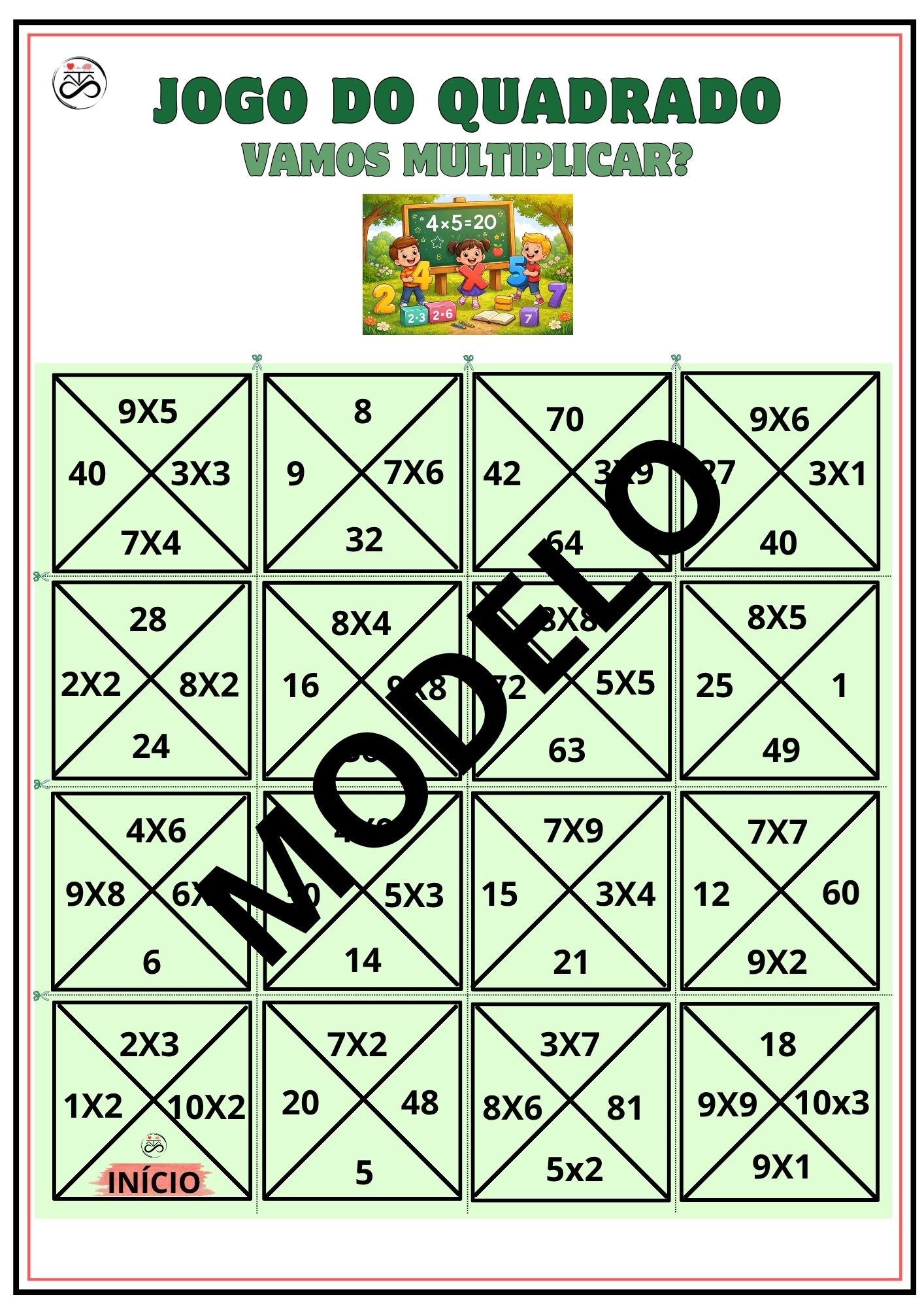 JOGO DO QUADRADO - MULTIPLICAÇÃO